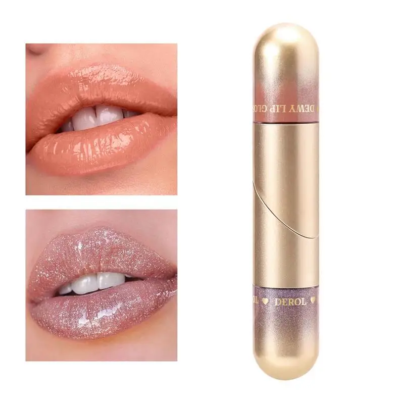 

2 In 1 Lip Gloss 2-in-1 Liquid Shine Glossy Hydrated & Fuller-looking Lips Long-Lasting Sweet Lip GlazeWaterproof Lip Gloss Kit