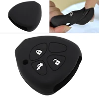 3 buttons silicone straight plate car key case protector holder for toyota avensis camry corolla rav4 kluger land prado cruiser