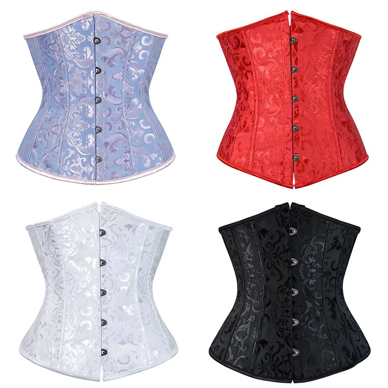 

1Pcs For Women Corset Retro Style Flower Vine Pattern Bustier Shapewear Polyester 4Colors Sexy Girdling Upper Outer Garment