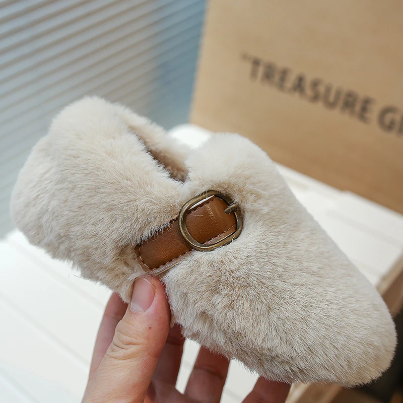 Детская теплая хлопковая обувь зимняя новая для мальчиков и девочек с плоским