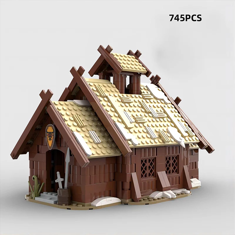 Строительный блок MOC зимняя викинская деревня средневековые времена уличный