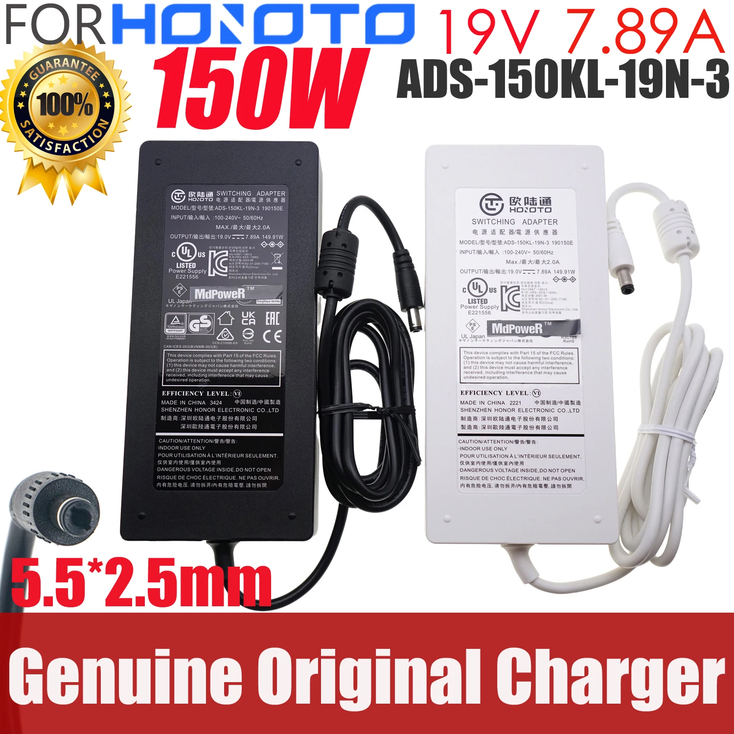Фото Новый оригинальный адаптер переменного тока HONOTO ADS-150KL-19N-3 19В 7.89А 5.5*2.5мм 150Вт, зарядное устройство ADS-150GL-19-1 190150E, блок питания №1