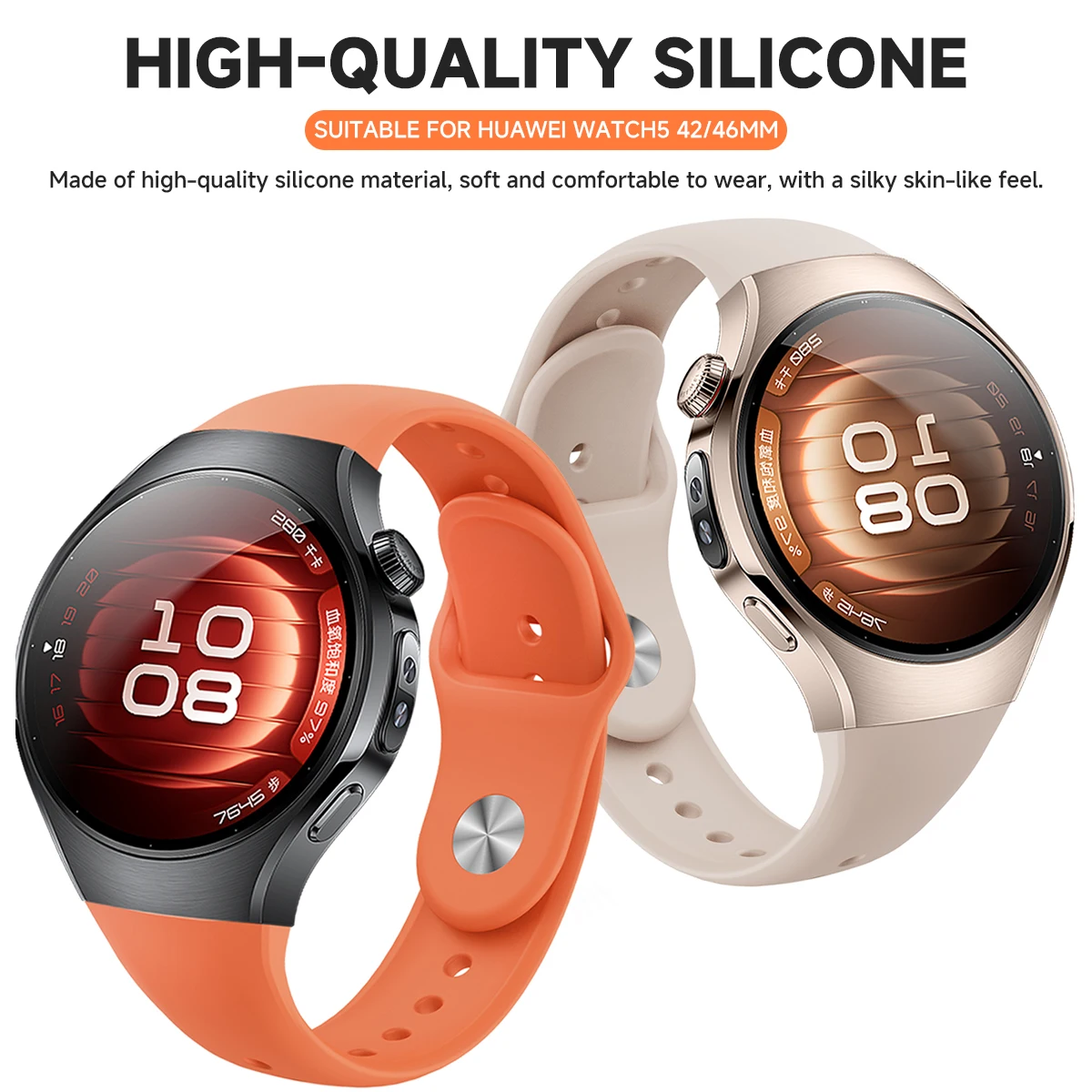 Фото Новый силиконовый ремешок без зазоров для часов Huawei Watch 5, 46 мм, спортивный браслет Bnad для Huawei Watch 5, 42 мм, ремешок для часов №2