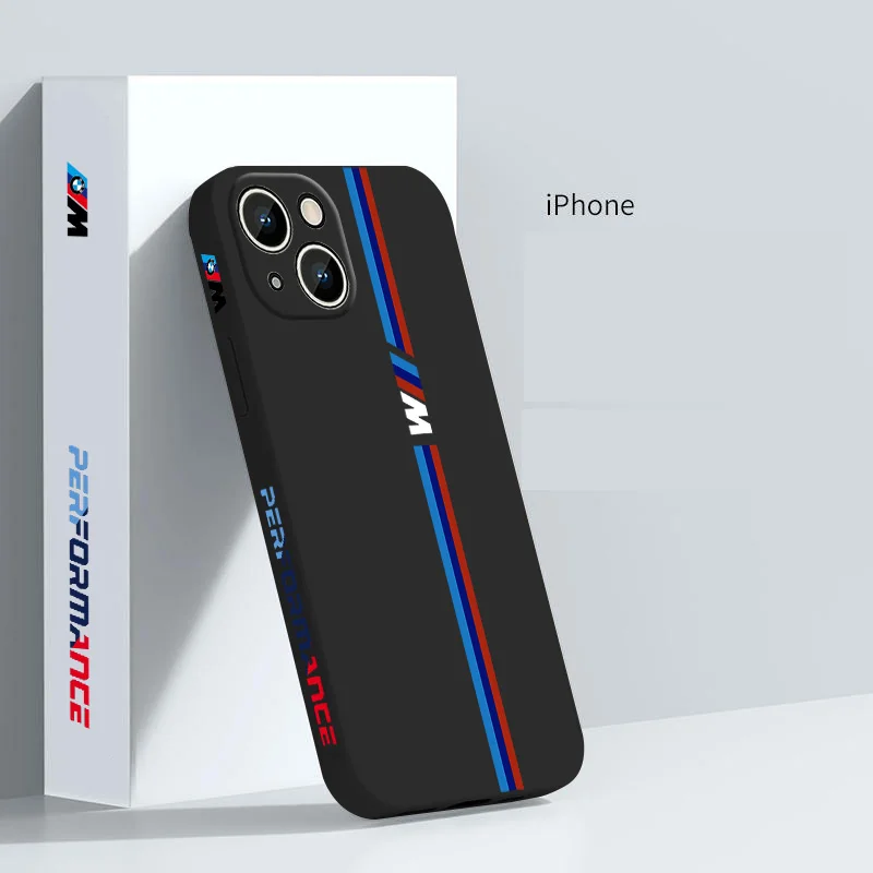 Luxury BMW Car Phone Case For Apple iPhone 14 13 12 mini 11 Pro 8 7 6S 6 Plus XR XS X Max Liquid Left Rope Cover