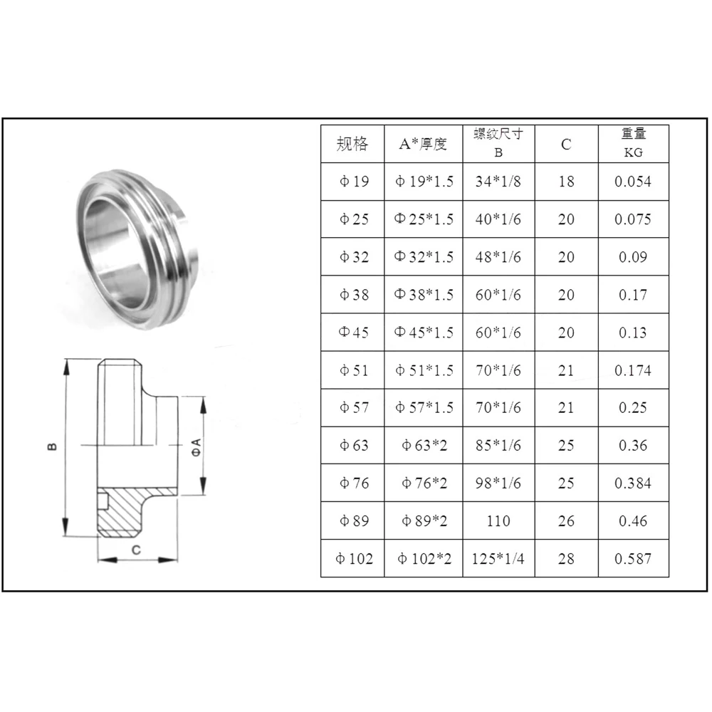 Соединительный конец из нержавеющей стали SUS 304 19/25/32 мм с 3-ходовым шаровым