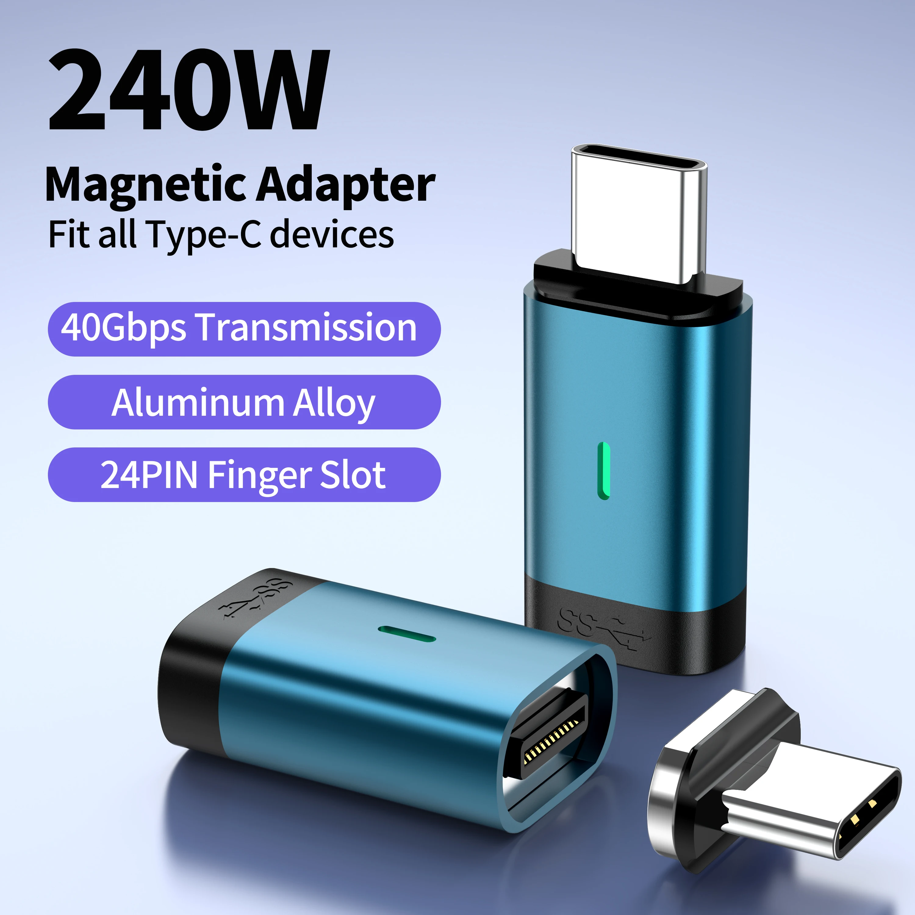 Фото Адаптер USB 3.1 240 Вт Тип C к USB C Адаптер для мобильного телефона «папа-мама» USB C Конвертер USB типа C для ПК Ноутбуки №1