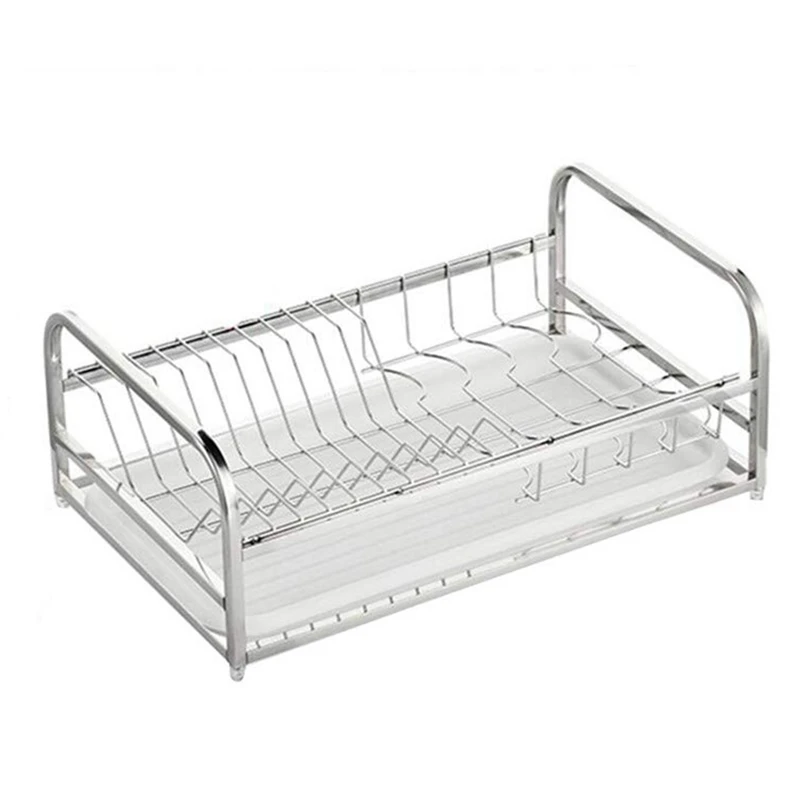 Stainless Steel Dish Rack Kitchen Dry Dish Rack Household Dishwashing Single Layer Drain Stand Tableware Storage Rack