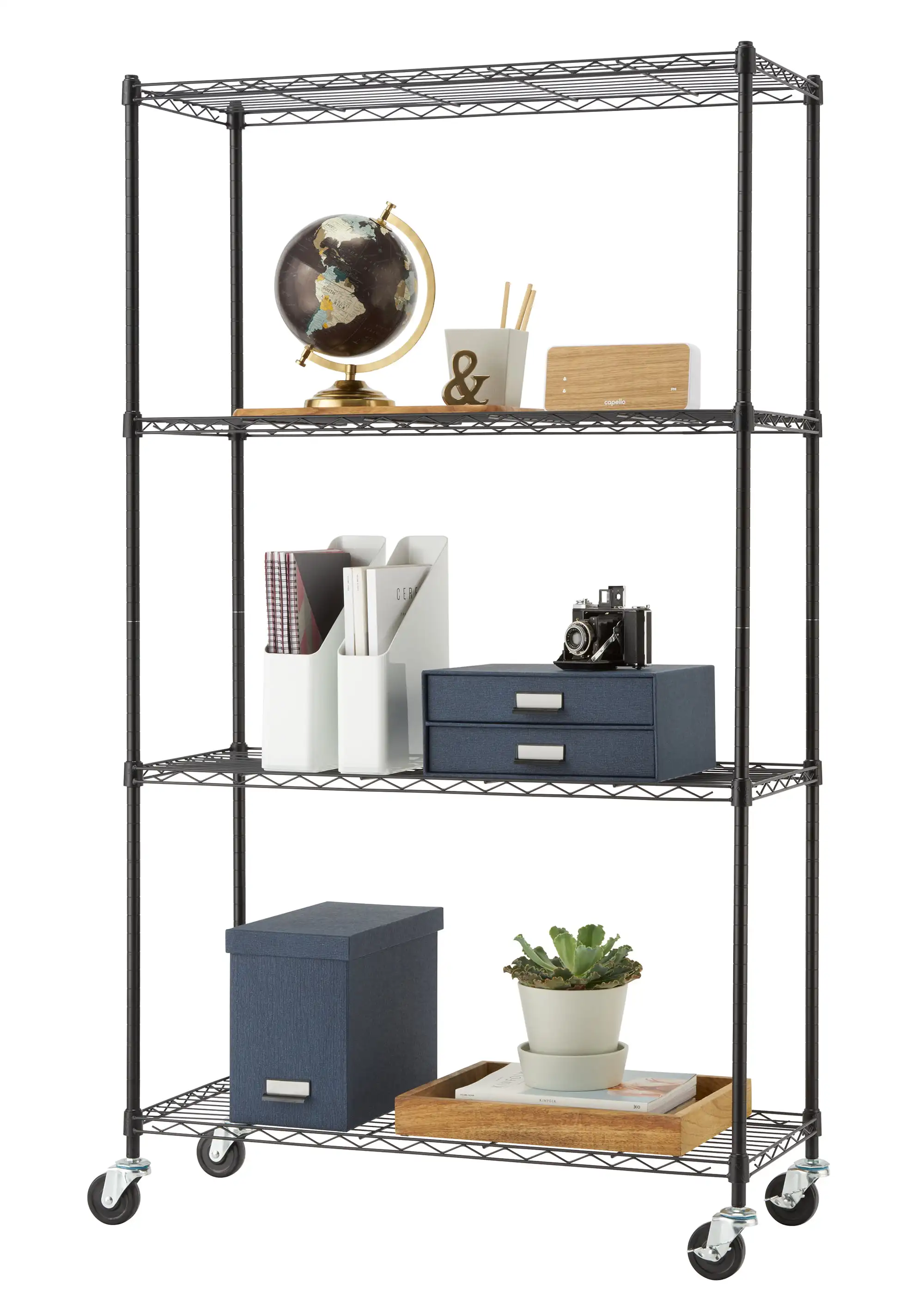 

TRINITY Basics 36"W x 14"D x 62.5"H 4-Shelf NSF Wire Shelving Unit With Casters, 1000 lb Capacity, Black