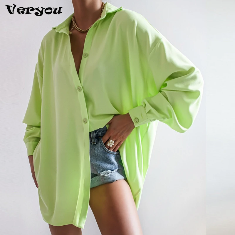 

Женский однобортный Кардиган с длинным рукавом, Свободный Повседневный однотонный кардиган с отложным воротником, рубашка на весну-лето, о...