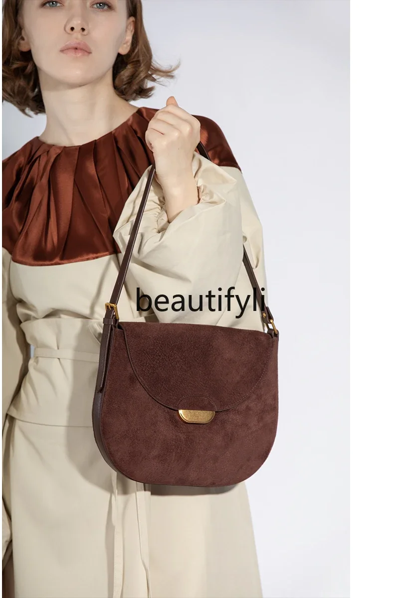 Сумка-седло женская через плечо из натуральной воловьей кожи