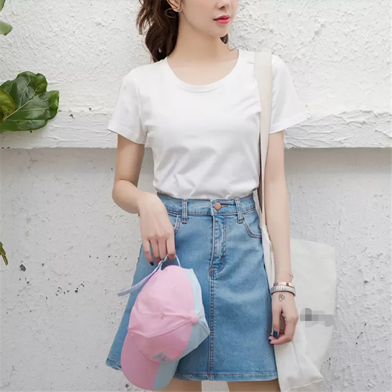 

T-Shirt Comfortable Fabric 14Solid Color Basic T-Shirt Women Casual Summer Top Korean Hipster T-Shirt S-XL