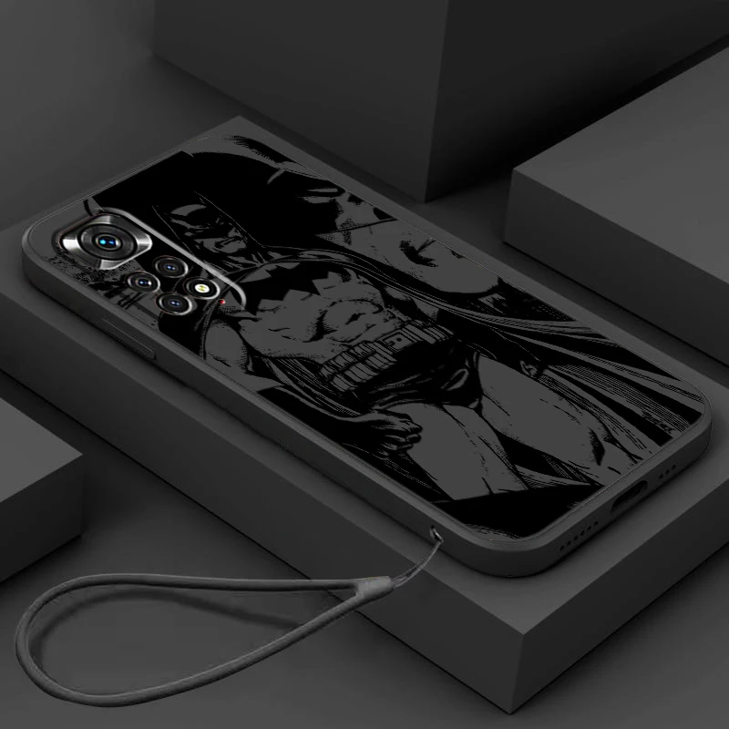 

Black and white comics Batman Phone Case For Xiaomi Redmi Note 12 11T 11S 11E 10S 10T 10 Pro Plus Liquid Rope Funda Cover