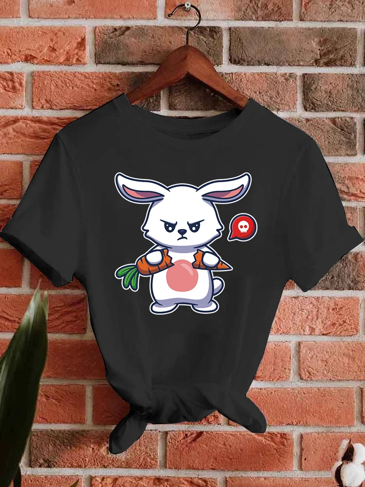 

Женская футболка с принтом злого кролика, Повседневная летняя футболка с коротким рукавом и графическим принтом в стиле Харадзюку, Y2k, 2023