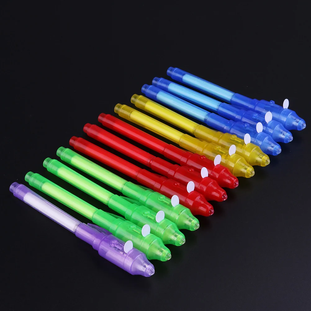 

24 Pcs 8 Colors Mixed Portable LED Pen Money Verification Pen Pen Invisable Ink Pen Light Pen with UV-Light for Home Store