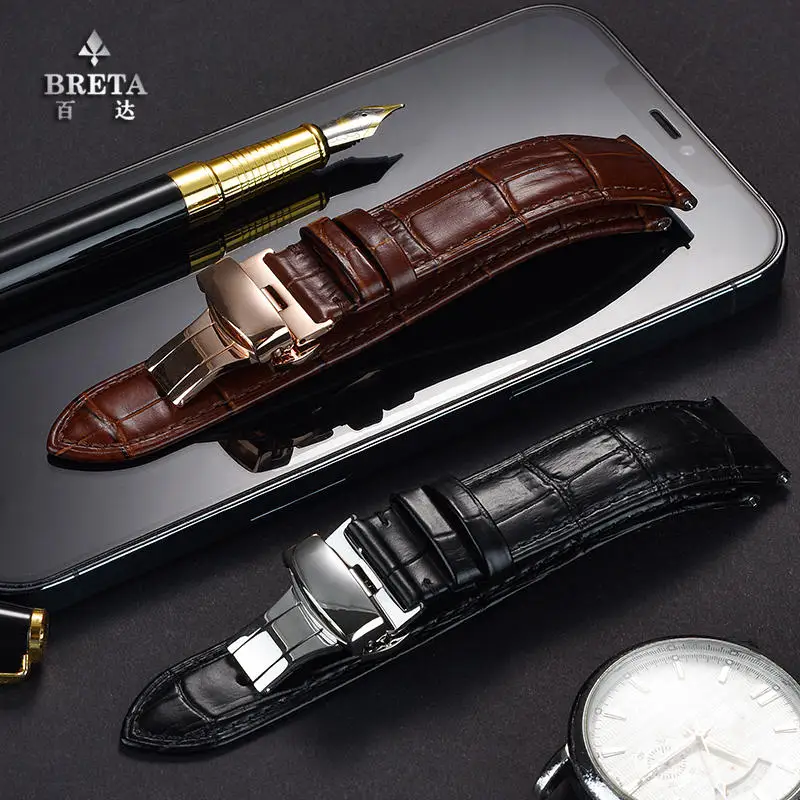 

Upgraded curved leather strap 18MM 20MM 22MM bracelet for Rolex Omega Seiko watch strap accessories watchband Quick disassembly