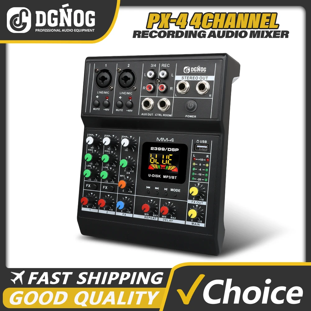 4-канальный Студийный Звуковой Микшер 48 В С Фантомным Питанием USB DJ Микшерная