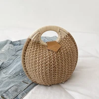 round straw women hand woven handbags and purses 2022 summer fashion female rattan bag small casual beach totes