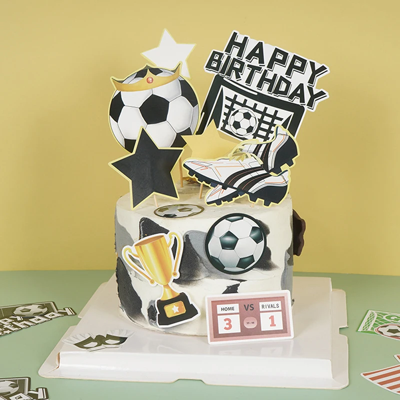 

1 Set Cake Topper Football Soccer Champion Party Cupcake Happy Birthday Cake Topper Kids Boy Birthday Party Cake Decor Supplies
