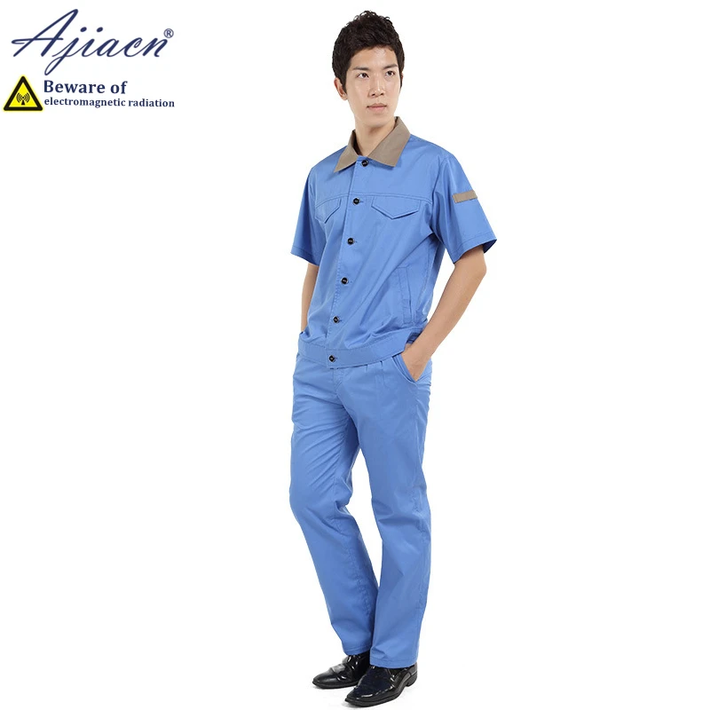 

Genuine anti-electromagnetic radiation short sleeve clothing suit EMC laboratory Substation EMF shielding custom summer overalls