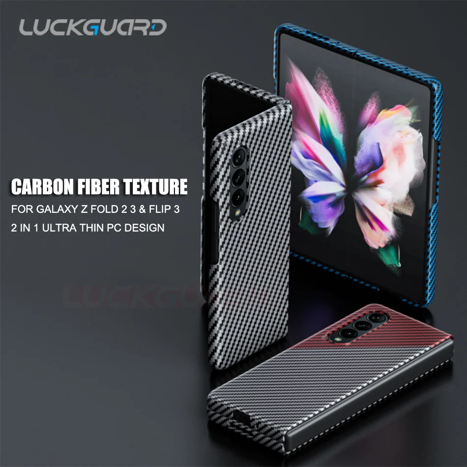 

Роскошный защитный чехол 2 в 1 из углеродного волокна для Samsung Galaxy Z Flip 3 Fold 2 3 Fold3 W22, чехол из поликарбоната