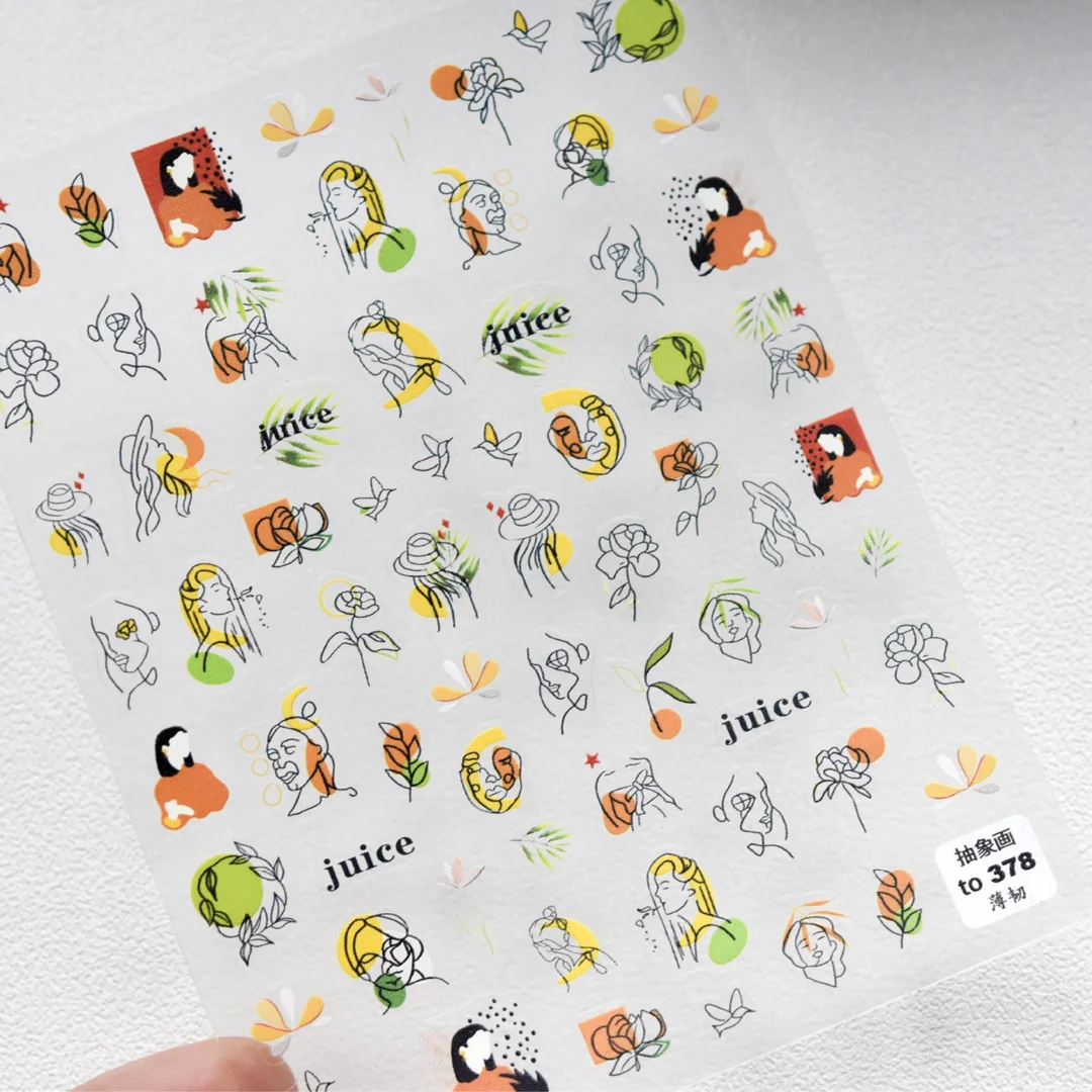 

Abstract Image Nail Sticker Abstraction of Characters Stickers 3D Engraved Alphabet Letter Nail Art Decorations Decals Design