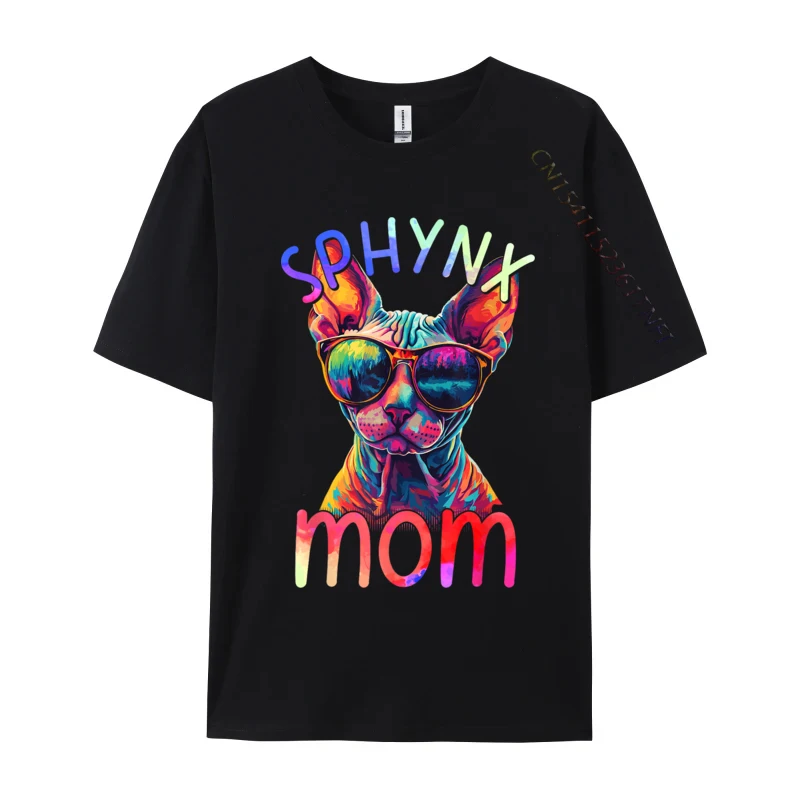 Sphynx Cat Mom Colorful Art Design Top T-shirts Tops & Tees 2024 New Fashion Cotton Camisa Cool Men