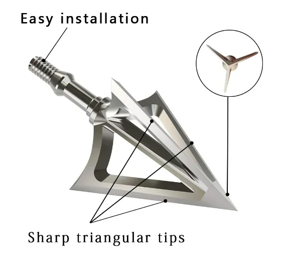 Фото Наконечник стрелы G5 Broadhead 100/125 грейн, трехлезвийный, острый, с винтовым креплением, из нержавеющей стали, аксессуары для стрельбы из лука и охоты. №2