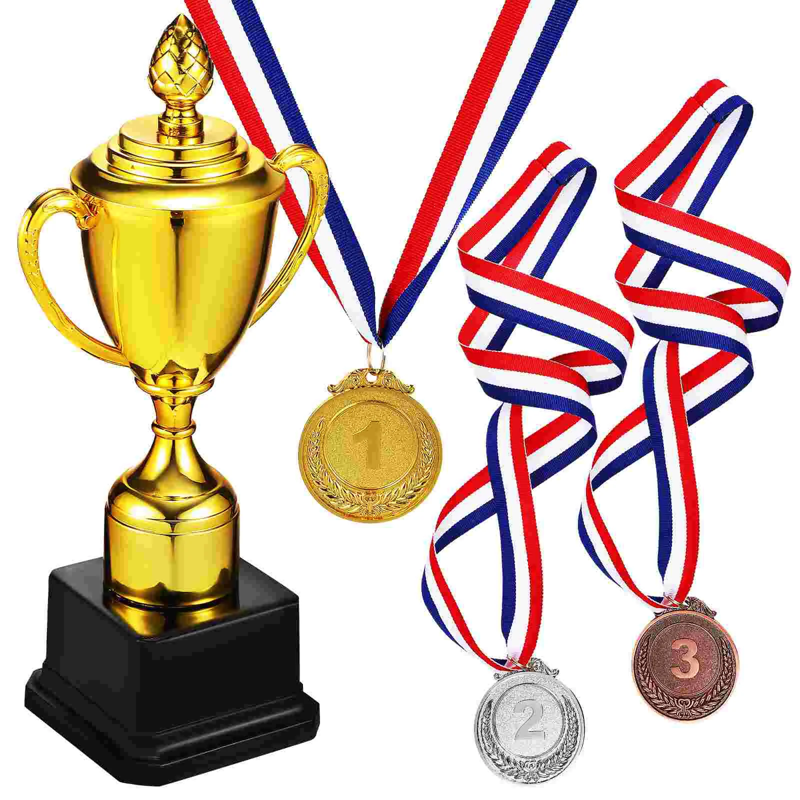 

Наградный трофей, наградный трофей, призовой Кубок, игрушка с 3 медалями для спортивного события, игровой трофей