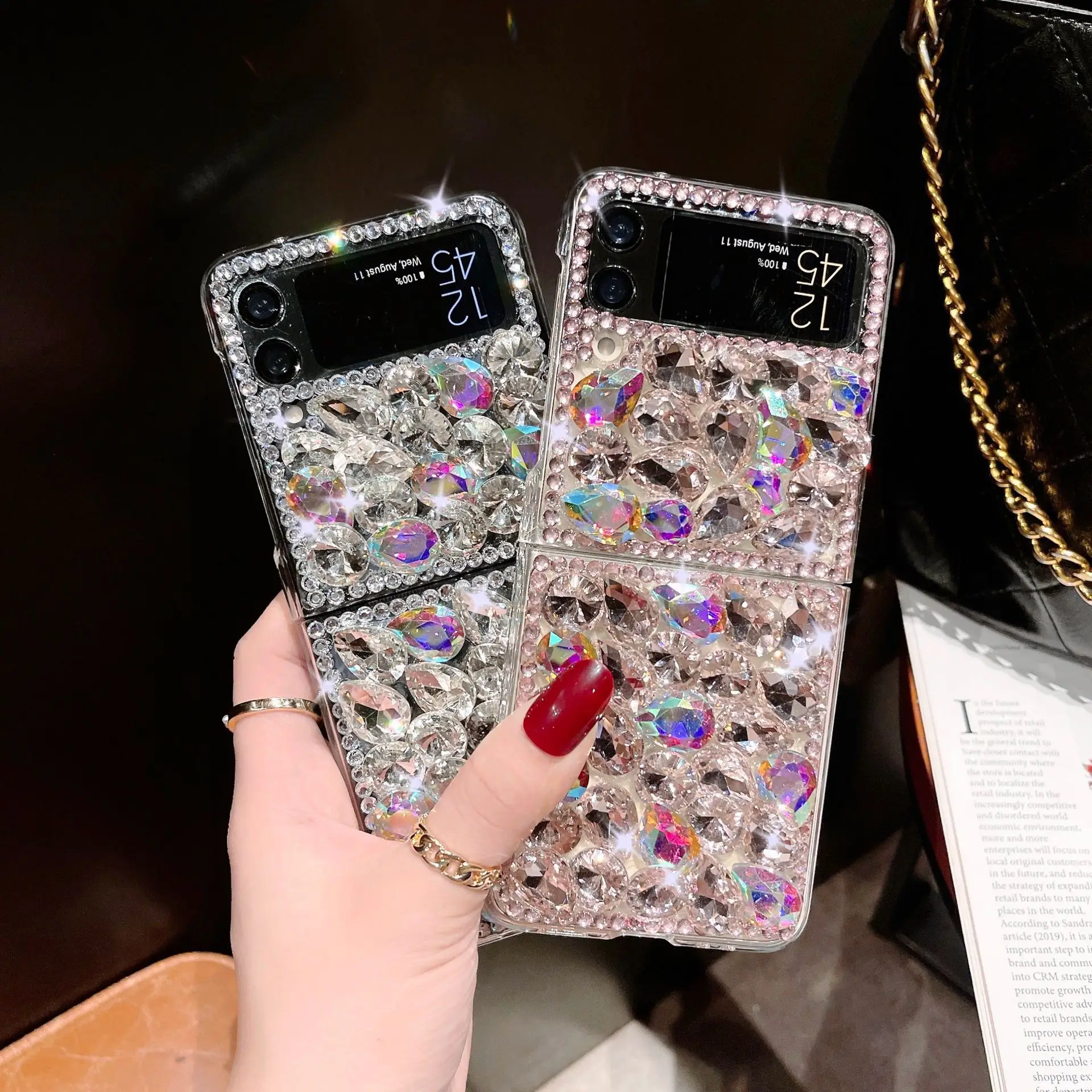 

DIY полностью Алмазный чехол для телефона Samsung Galaxy Z Flip 4 3 5G роскошный яркий прозрачный жесткий чехол из поликарбоната с яркими стразами для Z Flip4