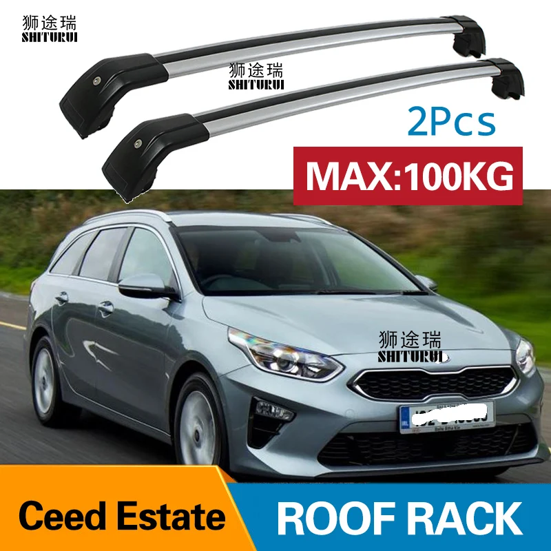 

SHITURUI 2Pcs Roof Bars for Kia Ceed Sportswagon Ceed SW Estate 2018 2019 Aluminum Alloy Side Bars Cross Rails Roof Rack Luggage