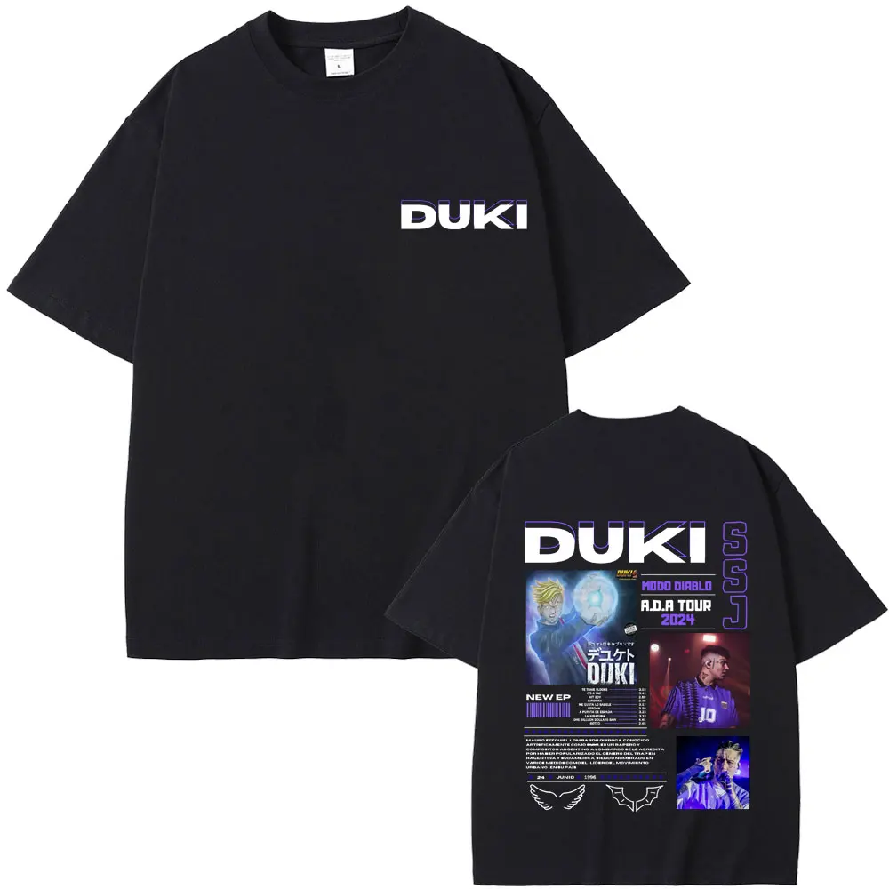 Rapper Duki ADA Tour 2024 Double Sided Print T-shirt Male Hip Hop Oversized T Shirts Men Women Fashion High Quality Short Sleeve