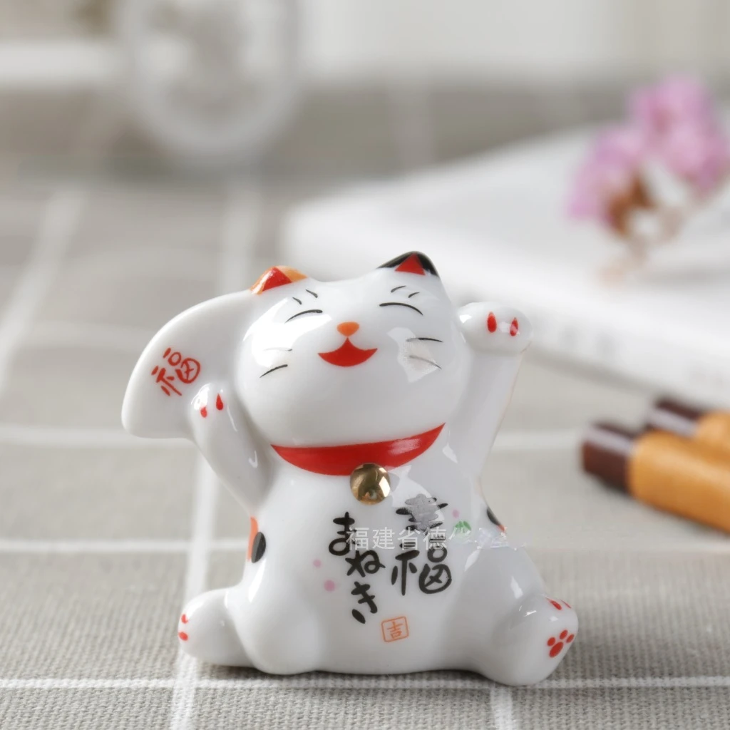 

1 шт. 3D фигурка счастливого кота, японская мультяшная модель животных Manek Neko, миниатюры для дома, машины, отеля, ресторана, Декор, настольное украшение