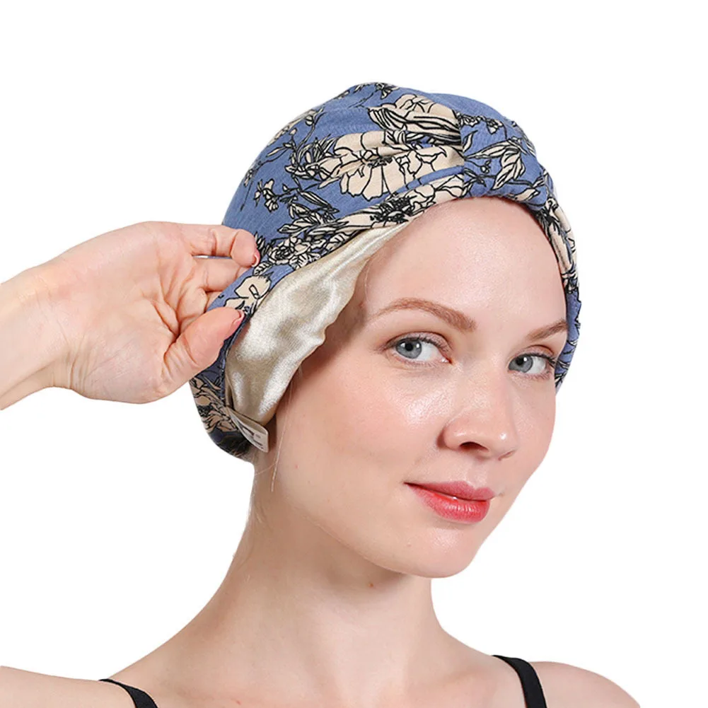 

2022 national style turban cap lined with color tin chemo cap nightcap double layer warm turban cap