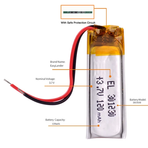 5 шт./лот 3,7 В 110 мАч 301230   Литий-полимерный Li-Po литий-ионный аккумулятор для Mp3 MP4 MP5 GPS PSP мобильного Bluetooth