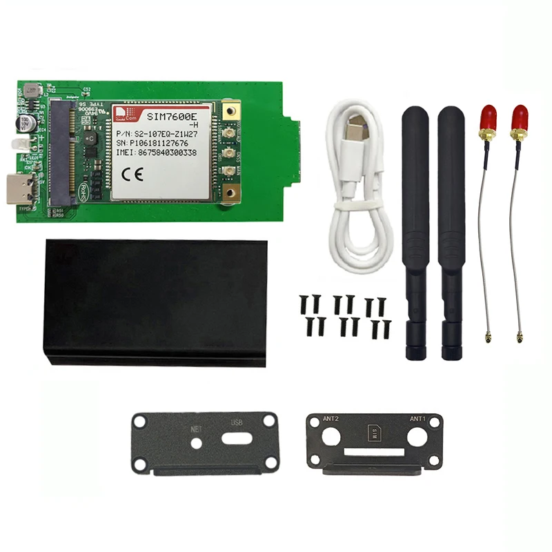 MINIPCIE to Type-C Adapter Board + SIM7600E-H MINIPCIE LTE Advanced Cat4 Module + Modem shell case encloses housing