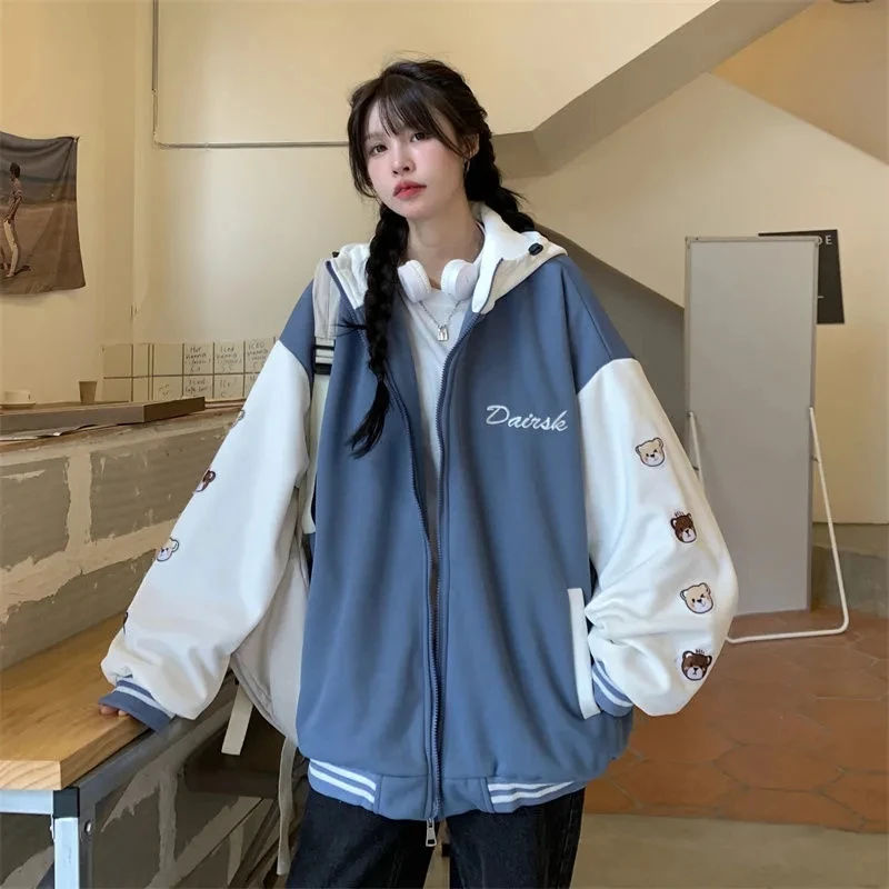 

2022 New Women'S Winter Jacket Korean Version Of Loose Students Plus Velvet Thickened Jacket Hooded Sweater Female Tide Ins