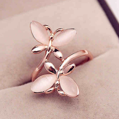 Женское кольцо-бабочка Huitan с имитацией лунного камня, модное женское кольцо на палец, Свадебная вечеринка, эстетические модные ювелирные изделия