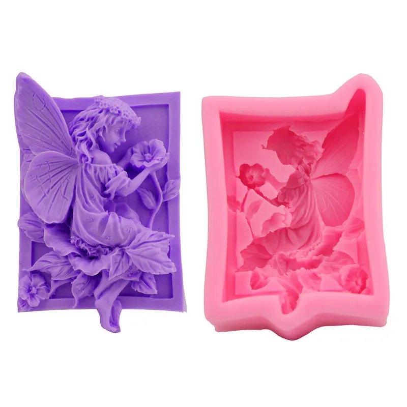 

DIY Baking Tool Mold Silicone Angel Flower Fairy Fondant Cake Decoration Mould