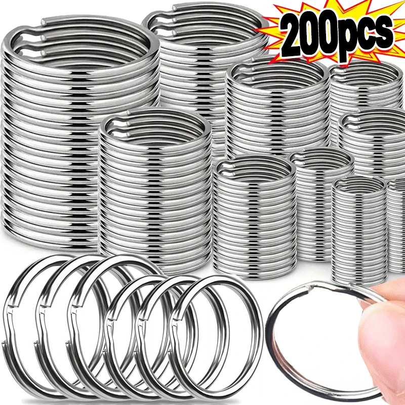 20/200pcs Stainless Steel Key Ring Chain 25mm Round Flat Split Keychain Polished Metal Blank Circle For DIY Findings