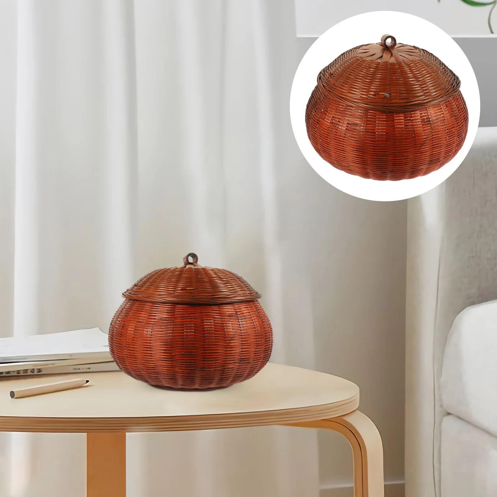 

Storage Box Lid Sundries Organizer Container Decorative Basket Sundry Woven Desktop Indoor Holder Candy