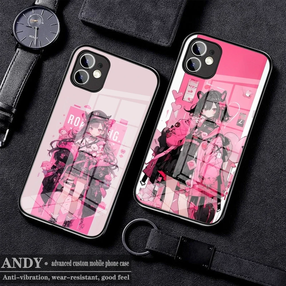Чехол для телефона BlackPinkGirl Y2K закаленное стекло IPhone 14 15 12 Pro Plus 13 11 MAX магнитные