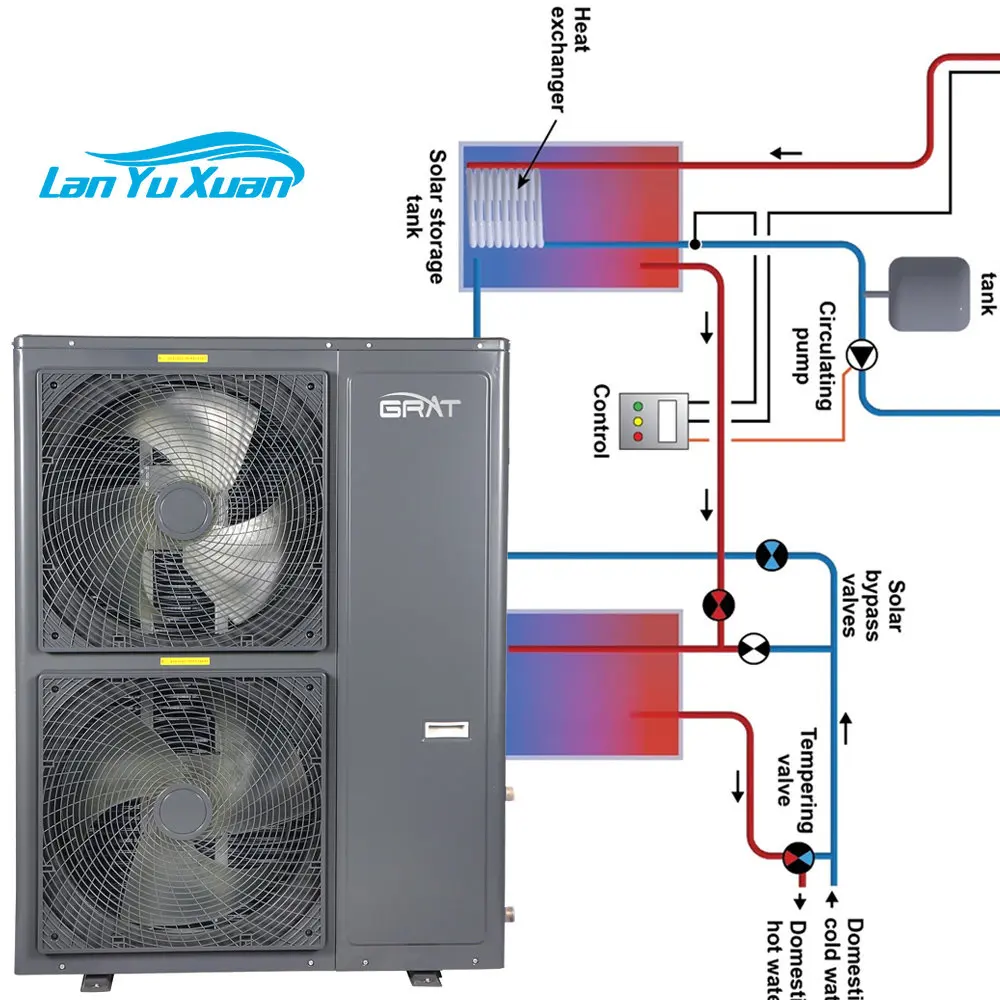 

GRAT Provide You With R32 DC Inverter Heating & Cooling & DHW 3 in 1 Heat Pump Galvanized Black Heat Pump 18KW