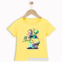 watercolor aliens love unicorns print t shirt for girlsboys harajuku kawaii kids clothes summer tops tee shirt boy