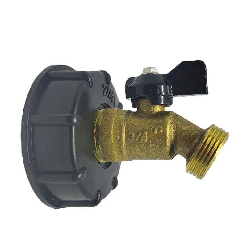 

1PCS 275-330 Gallon IBC Tote Water Tank Adapter 2 Brass Hose Faucet Valve Tool