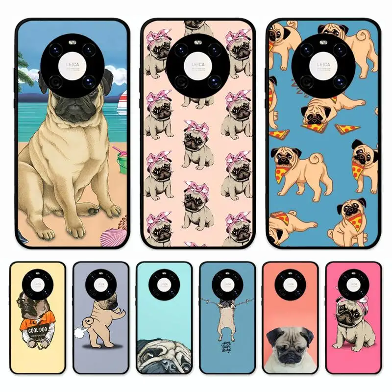 

Cartoon Cute Pug Dog Phone Case for Huawei Mate 20 10 9 40 30 lite pro X Nova 2 3i 7se