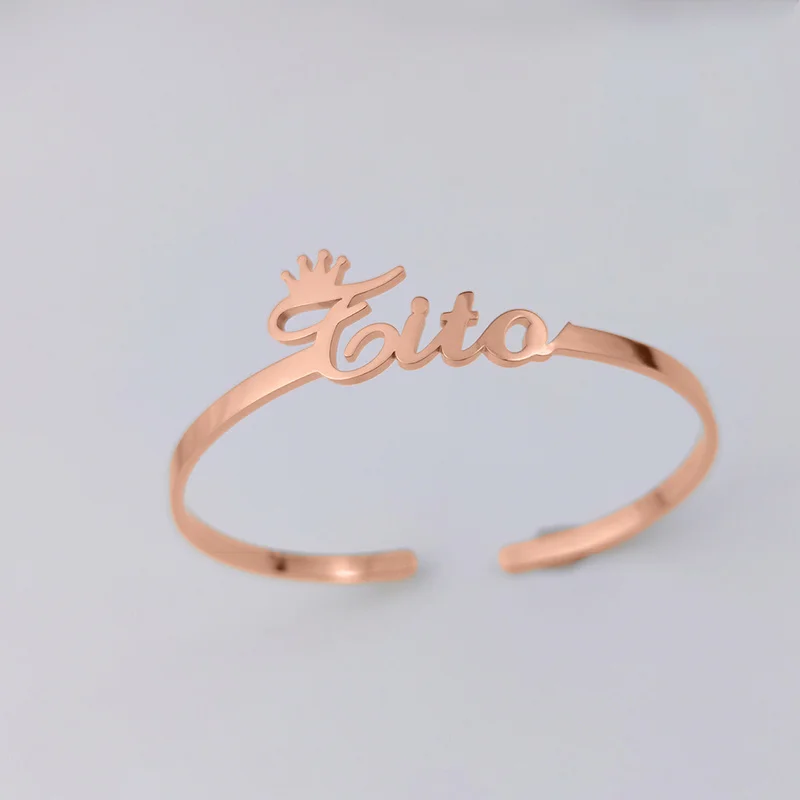 Personalized Bracelet for Woman Custom Name Plate Bangle Women Stainless Steel Jewelry Open Gold Bracelet Birthday Gifts Pulsera