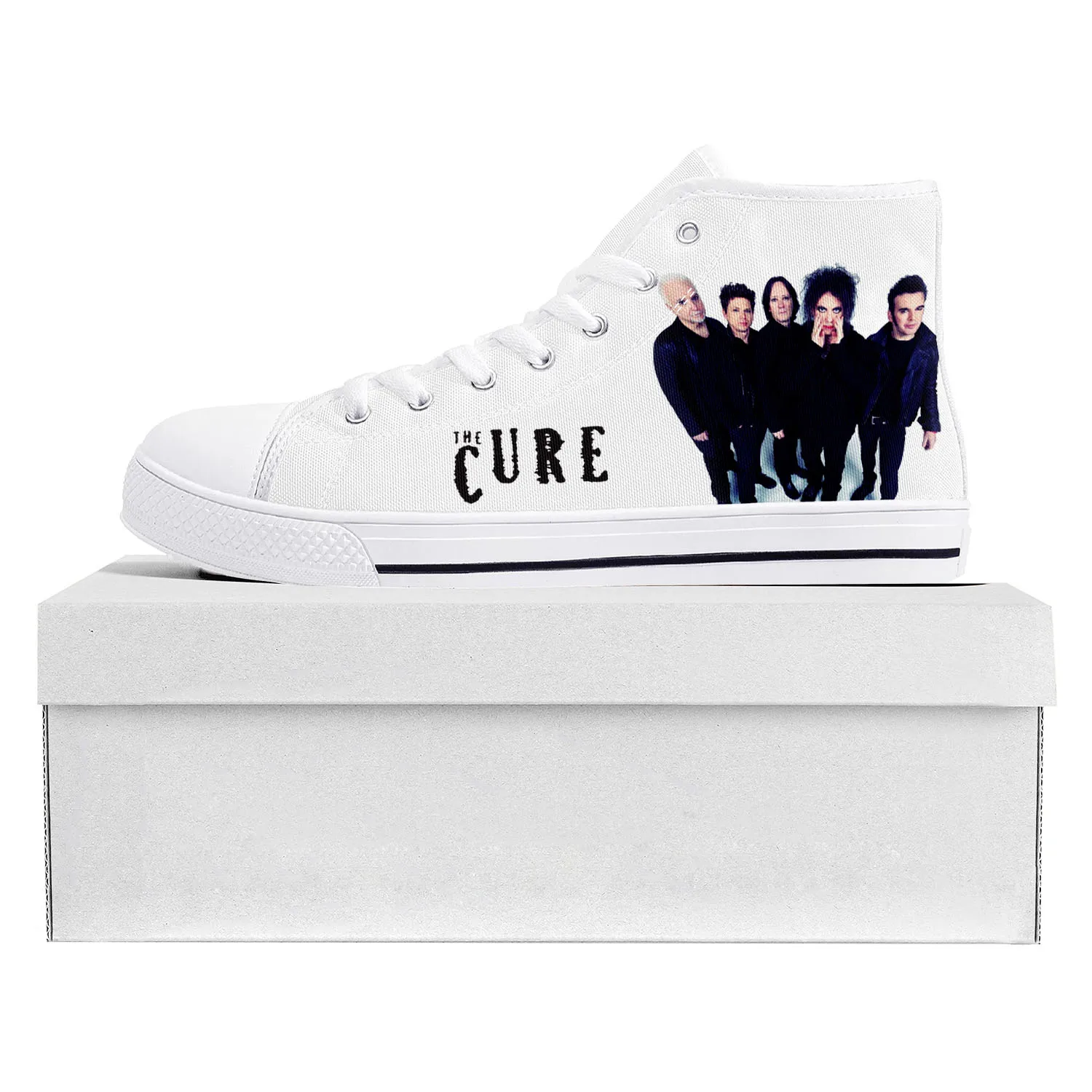 Cure Rock Band The Robert Smith High Top High Quality Sneakers Mens Womens Teenager Canvas Sneaker Couple Shoe Custom Shoe White