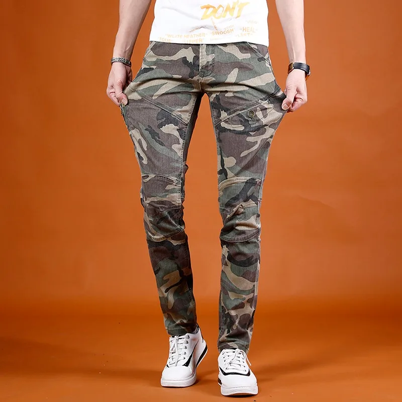 Camouflage Jeans Men Summer Straight Leg Pants 2022 New Streetwear Casual Army Green Denim Trousers