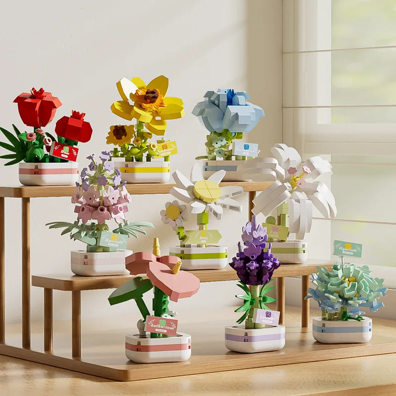 Букет цветов для взрослых строительство рождественская елка строительные блоки