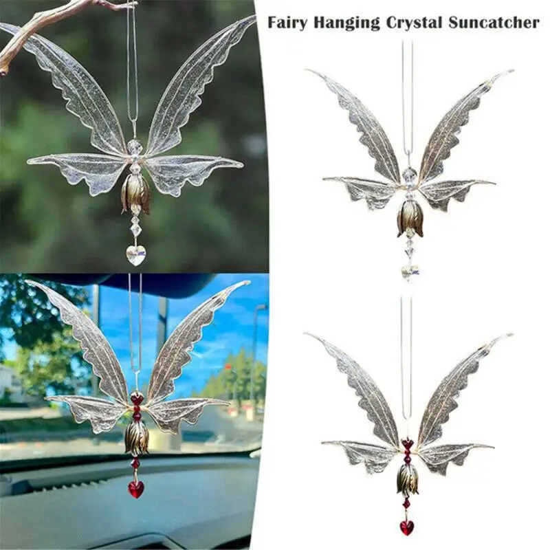 

Exquisite Crystal Pendant Dragonfly Shape Metal Wind Chime Creative Flying Bird Fairy Hanging Ornaments Window Car Ornaments